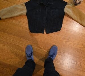 Zara Black and Tan Jean Jacket